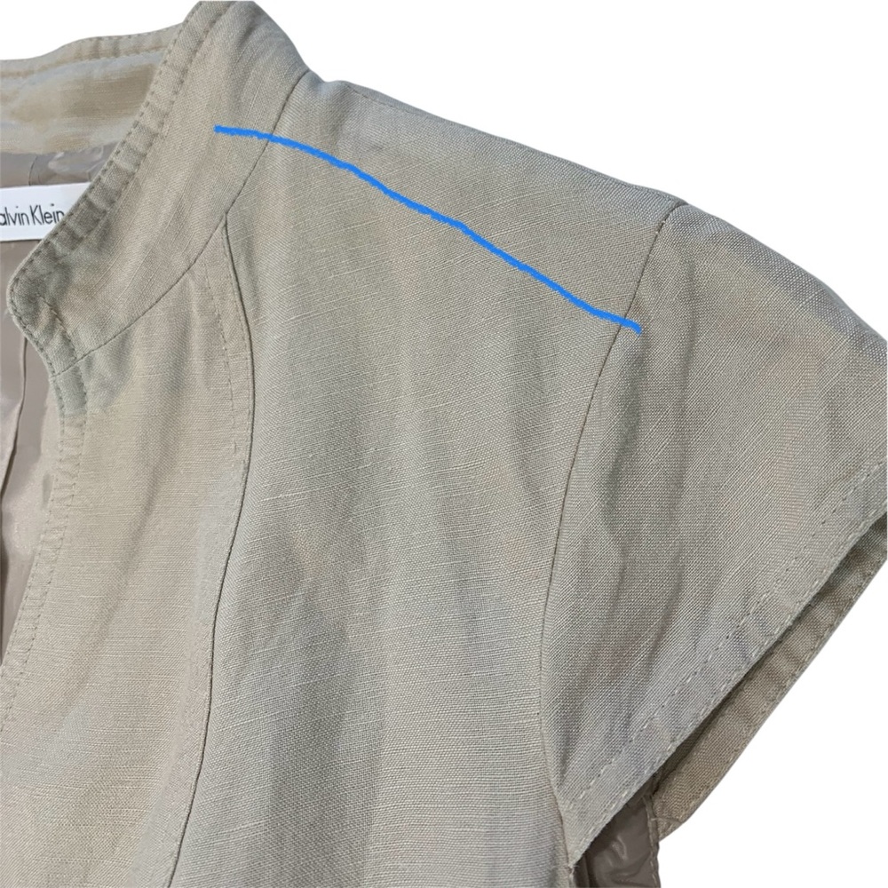 CALVIN KLEIN Linen Blend Button Down Khaki Dress Sz M - Picture 12 of 13